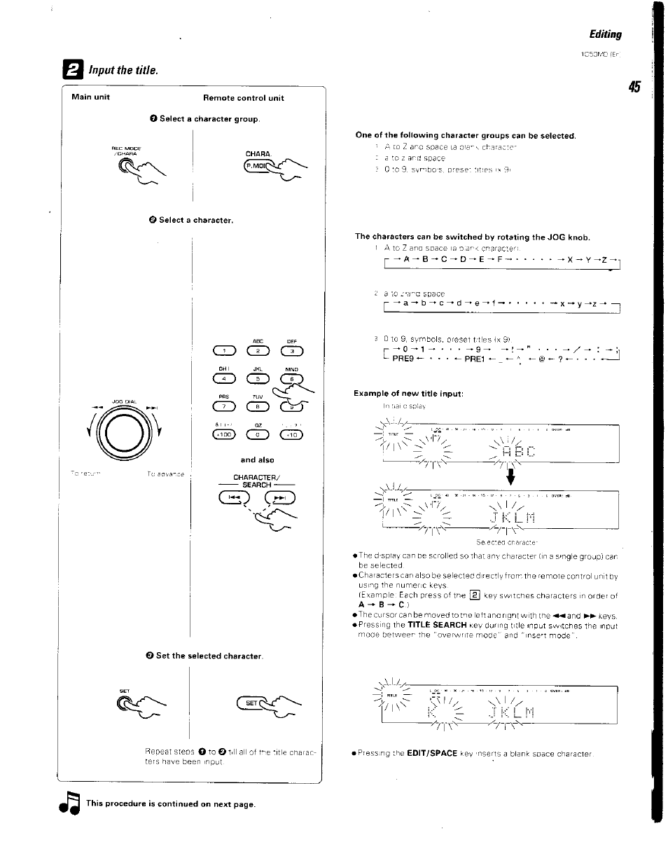 Input the title, Qd qd czd, Cd gd | Czd czd | Kenwood BJV140Z User Manual | Page 45 / 54