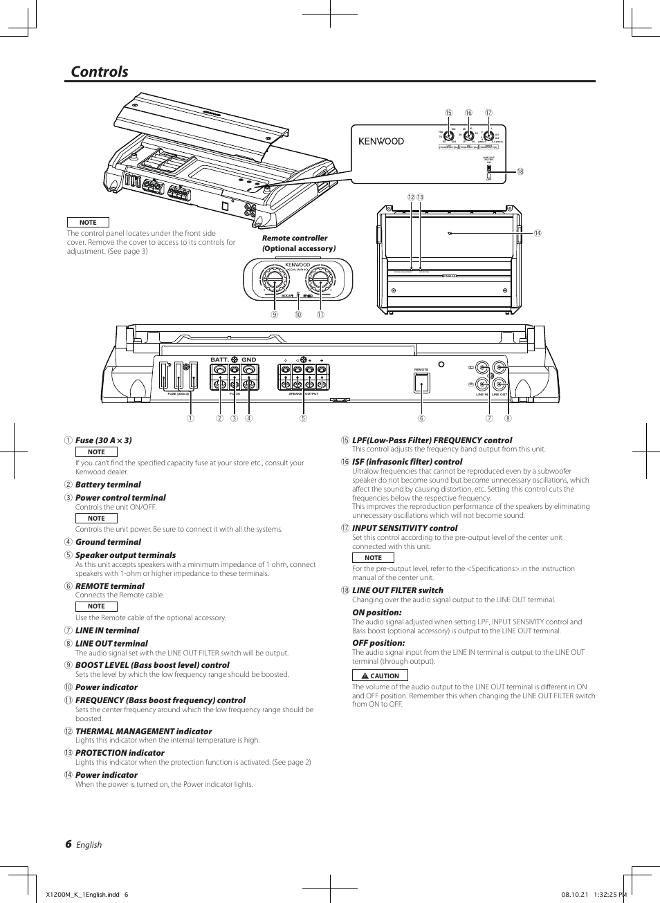 Controls | Kenwood X1200M User Manual | Page 6 / 20