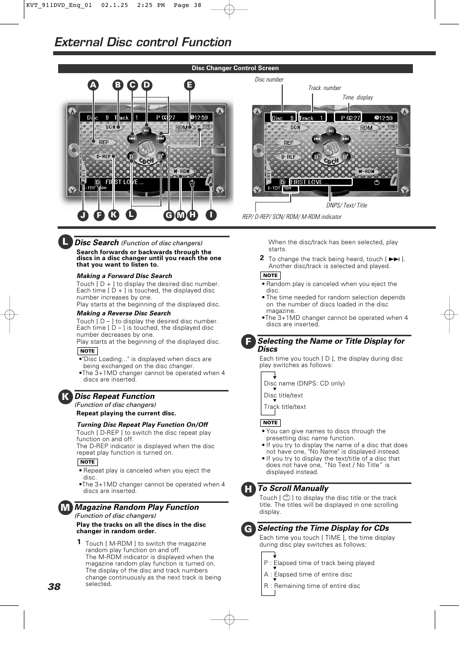 External disc control function, Kh m | Kenwood KVT-911DVD User Manual | Page 38 / 68