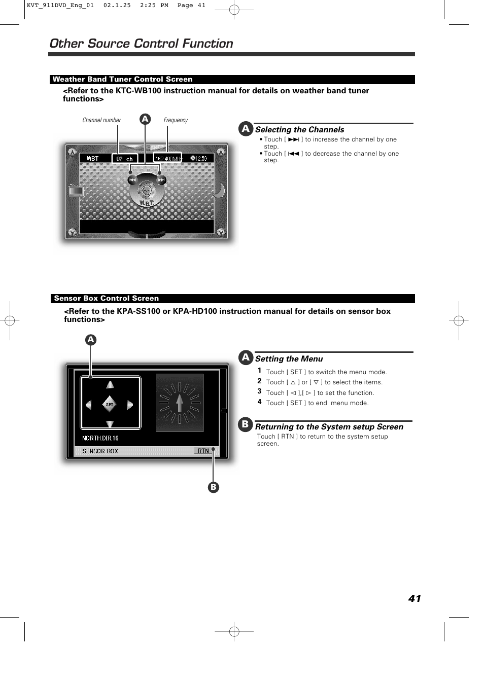 Other source control function | Kenwood KVT-911DVD User Manual | Page 41 / 68