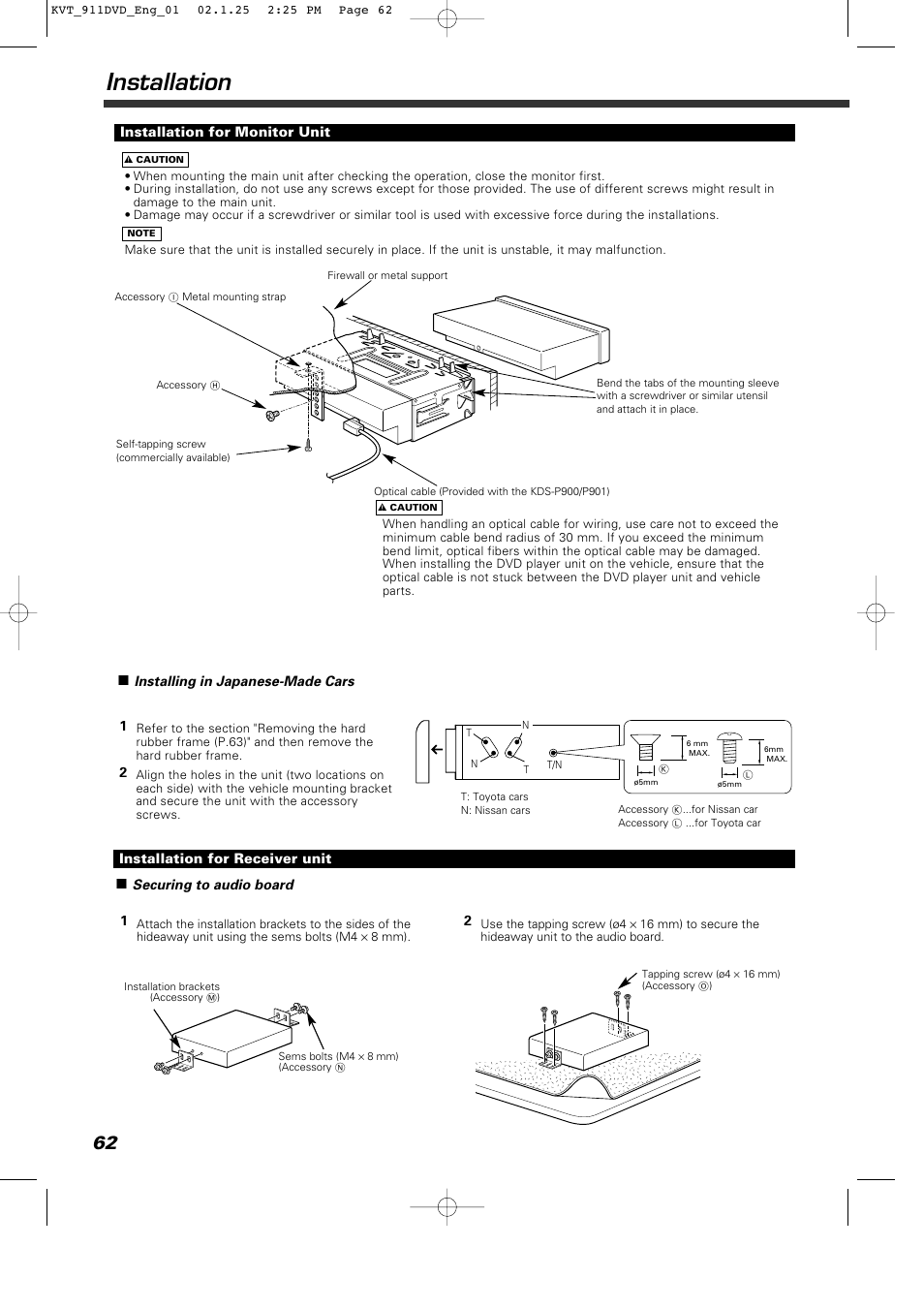 Installation | Kenwood KVT-911DVD User Manual | Page 62 / 68