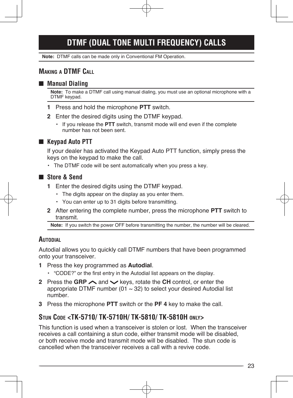 Dtmf (dual tone multi frequency) calls, Dtmf c | Kenwood TK-5910 User Manual | Page 29 / 44