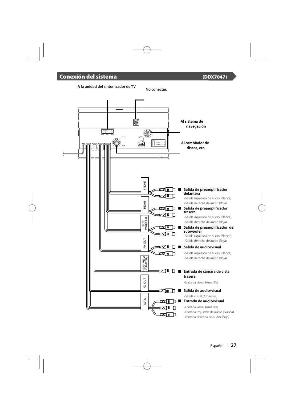 Conexión del sistema, Ddx7047) | Kenwood DDX7017 User Manual | Page 27 / 44