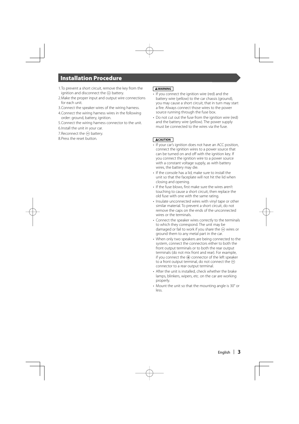 Installation procedure | Kenwood DDX7017 User Manual | Page 3 / 44