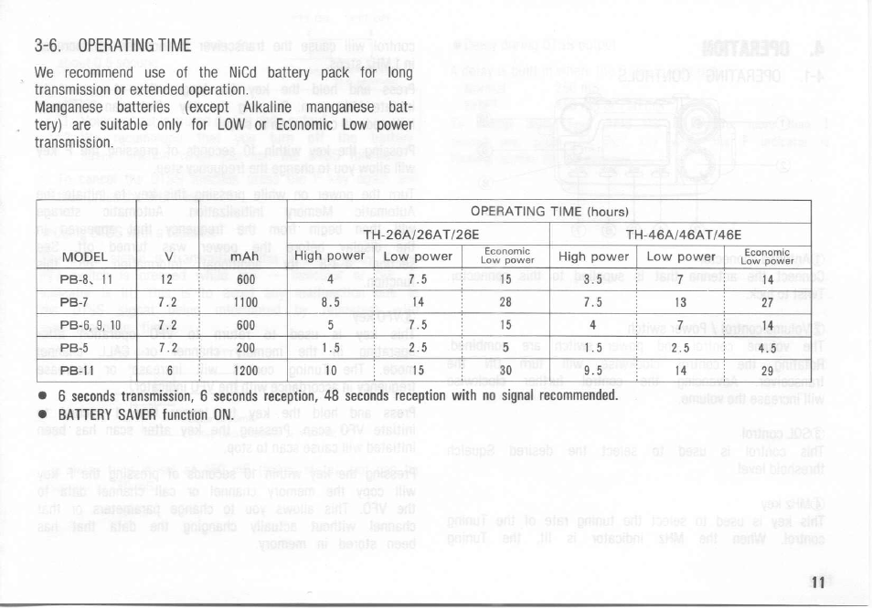6. operating time | Kenwood TH-26A User Manual | Page 11 / 50