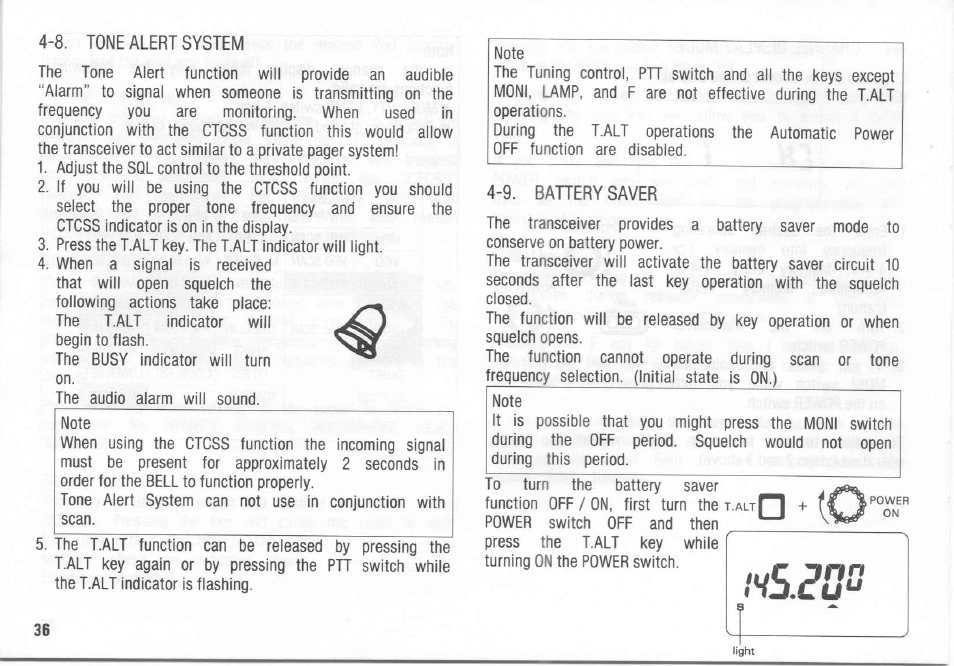 8. tone alert system, 9. bahery saver | Kenwood TH-26A User Manual | Page 36 / 50