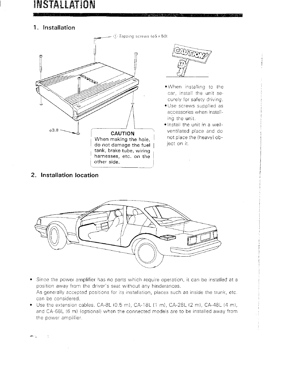 Ilsstallation | Kenwood KAC-821 User Manual | Page 3 / 6