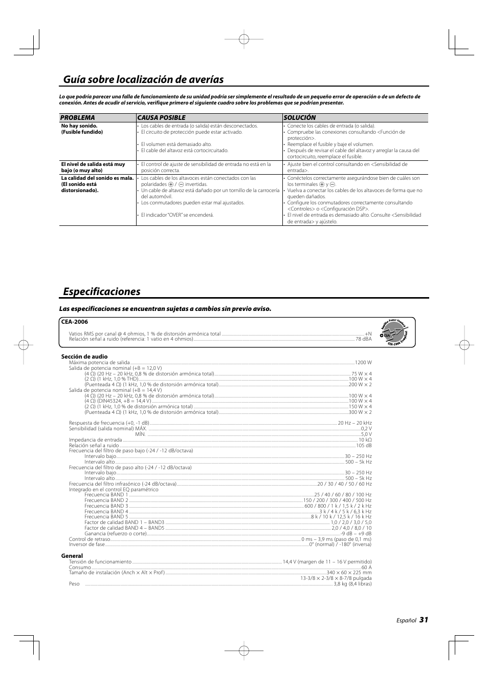 Kenwood KAC-X4R User Manual | Page 31 / 32