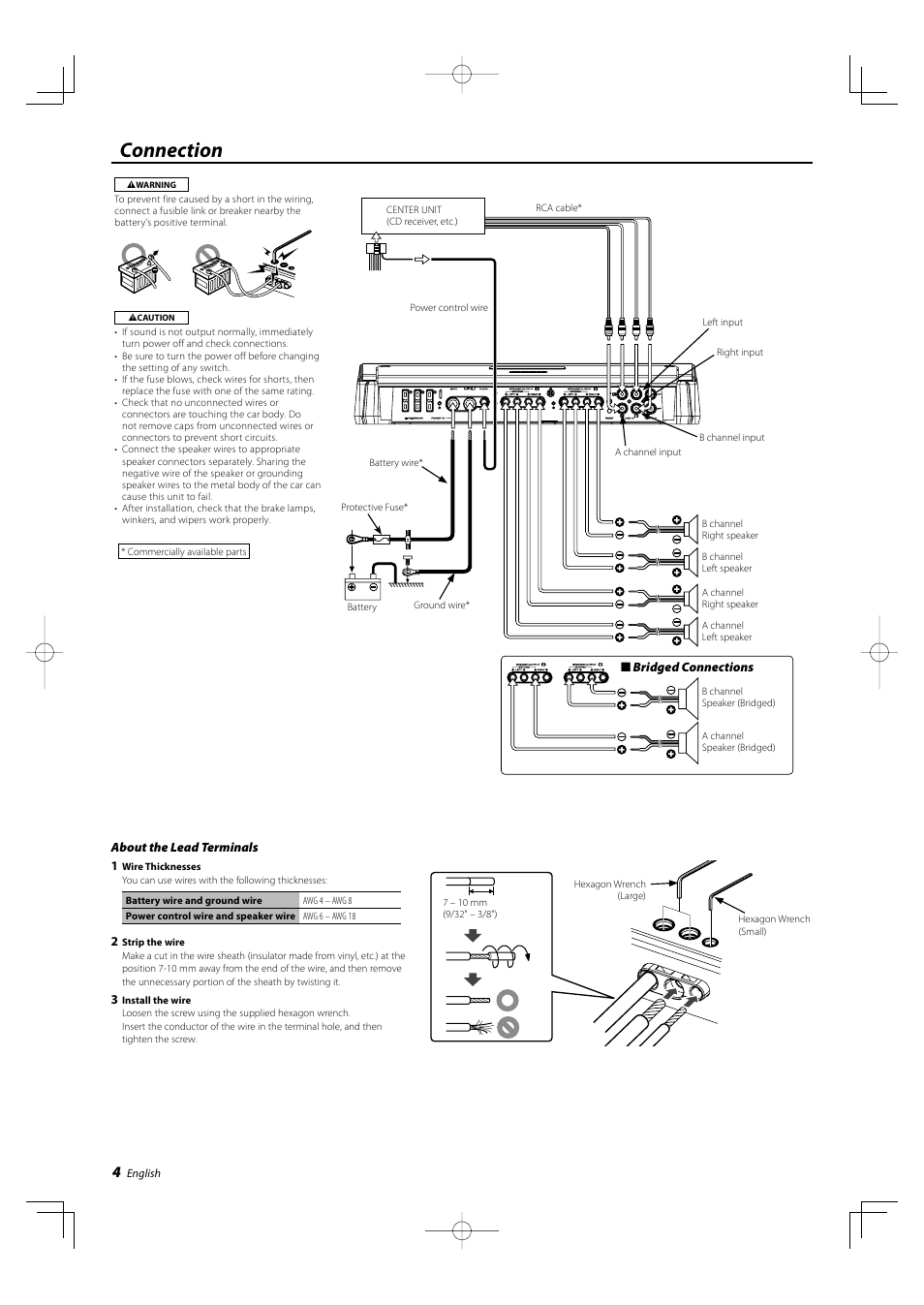 Connection | Kenwood KAC-X4R User Manual | Page 4 / 32