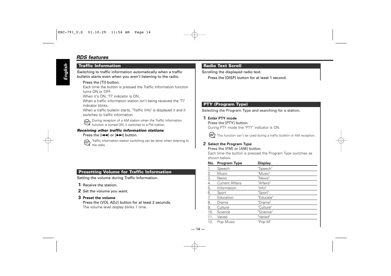 Kenwood KRC-791 User Manual | Page 14 / 42