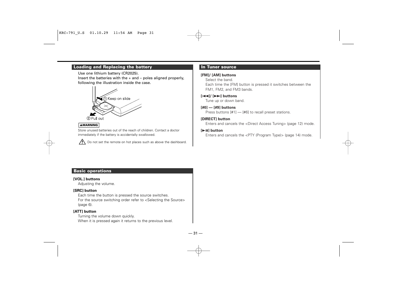 Kenwood KRC-791 User Manual | Page 31 / 42
