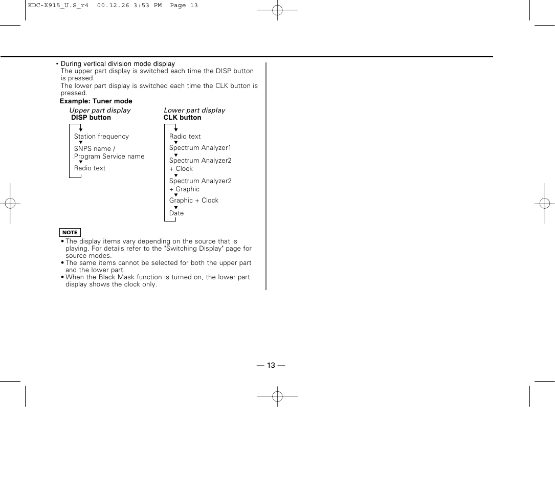 Kenwood KDC-9015 User Manual | Page 13 / 52