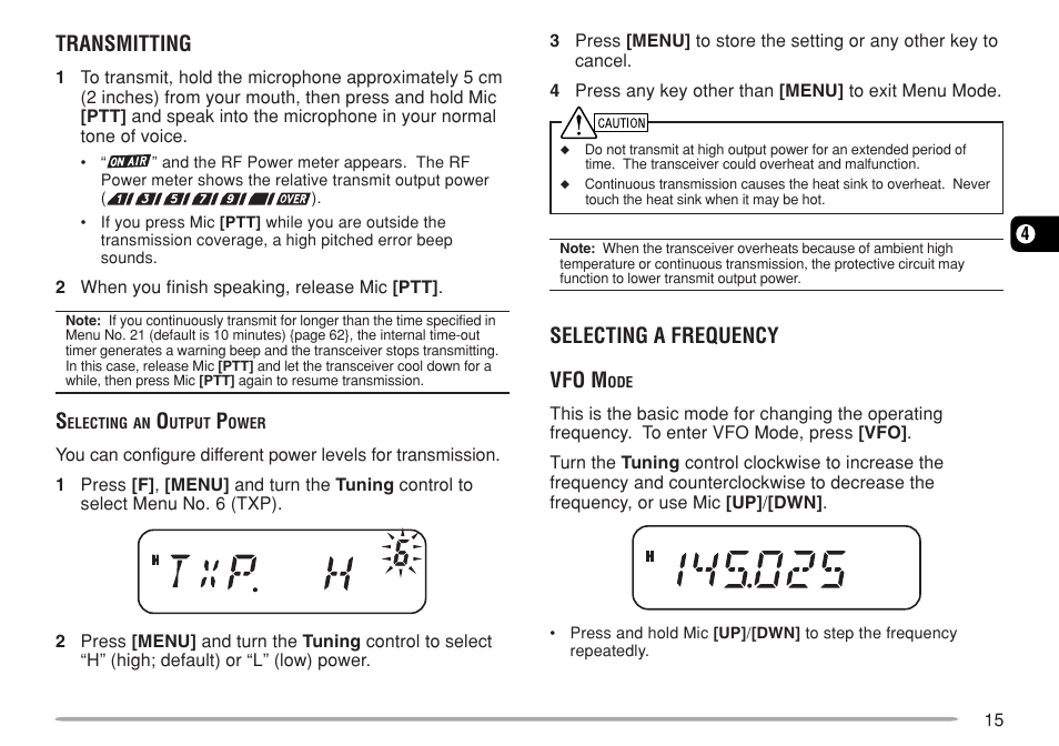 Transmitting, Selecting a frequency vfo m | Kenwood TM-271A User Manual | Page 22 / 79