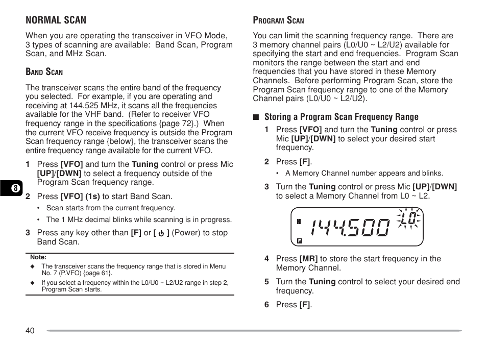Normal scan | Kenwood TM-271A User Manual | Page 47 / 79