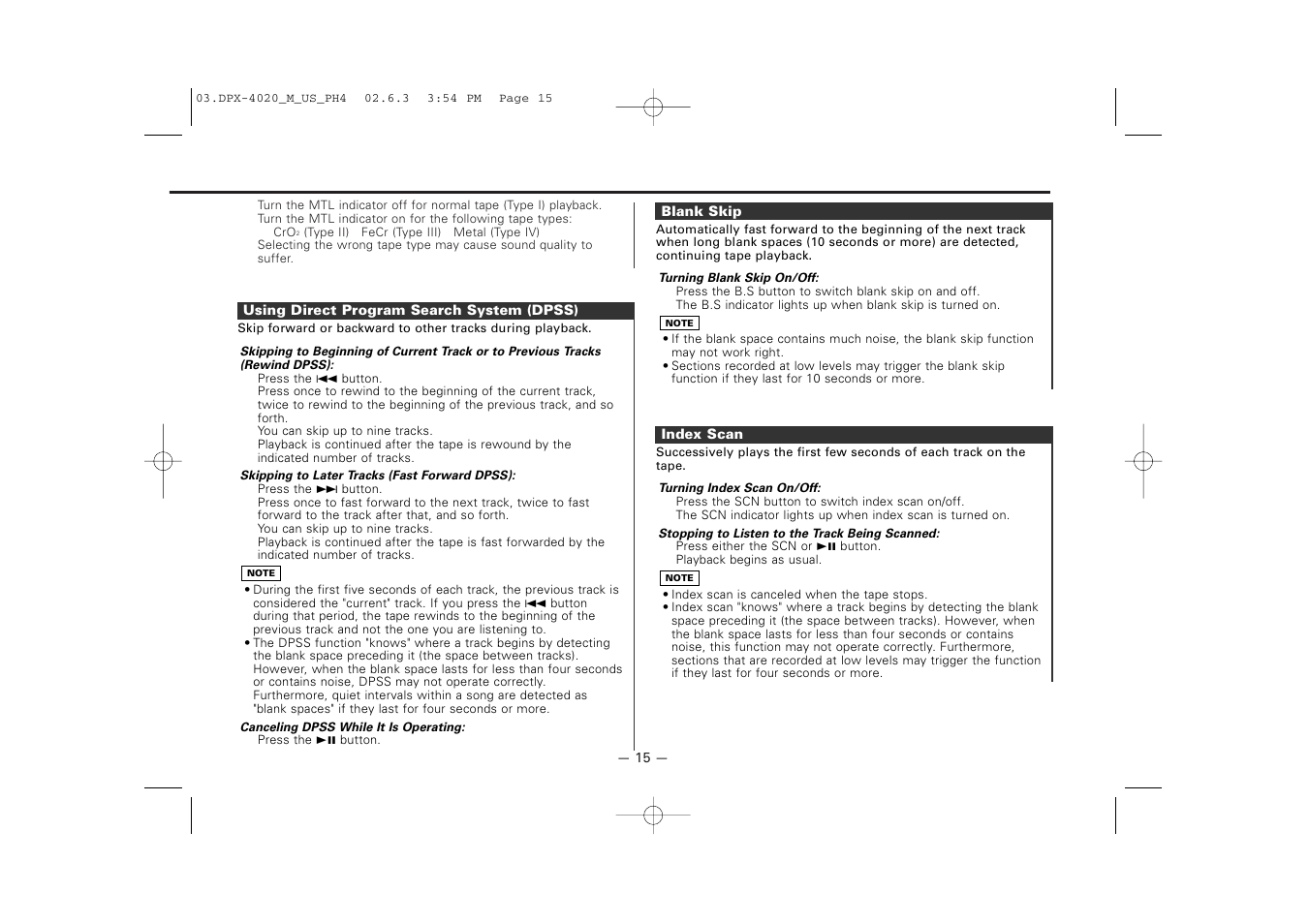 Kenwood DPX-4020PH4 User Manual | Page 15 / 36