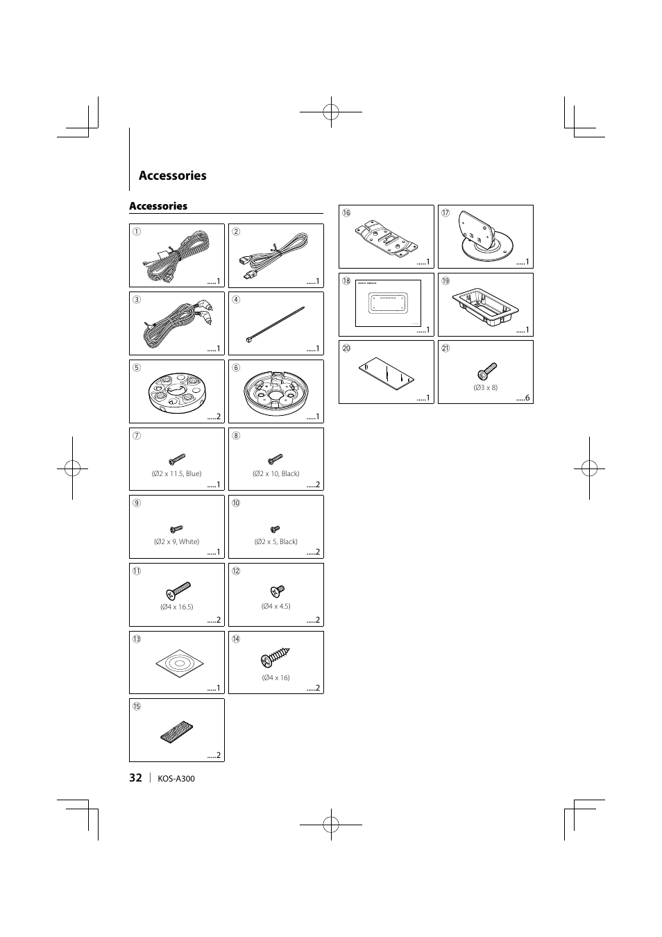 Accessories | Kenwood KOS-A300 User Manual | Page 32 / 44