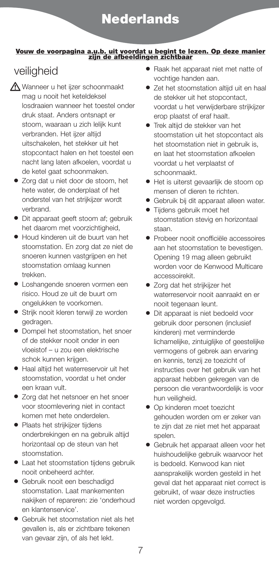 Nederlands, Veiligheid | Kenwood IC800 User Manual | Page 10 / 105