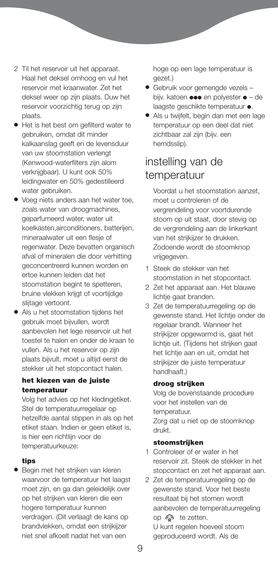 Instelling van de temperatuur | Kenwood IC800 User Manual | Page 12 / 105