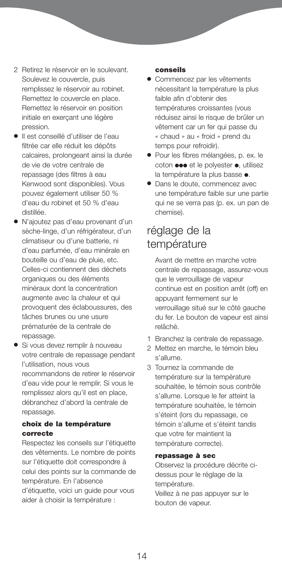 Réglage de la température | Kenwood IC800 User Manual | Page 17 / 105