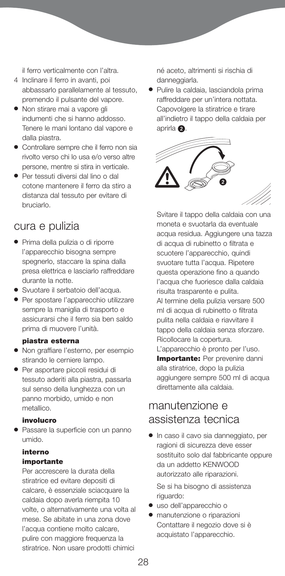 Cura e pulizia, Manutenzione e assistenza tecnica | Kenwood IC800 User Manual | Page 31 / 105