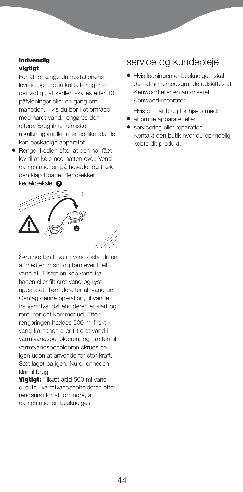 Service og kundepleje | Kenwood IC800 User Manual | Page 47 / 105