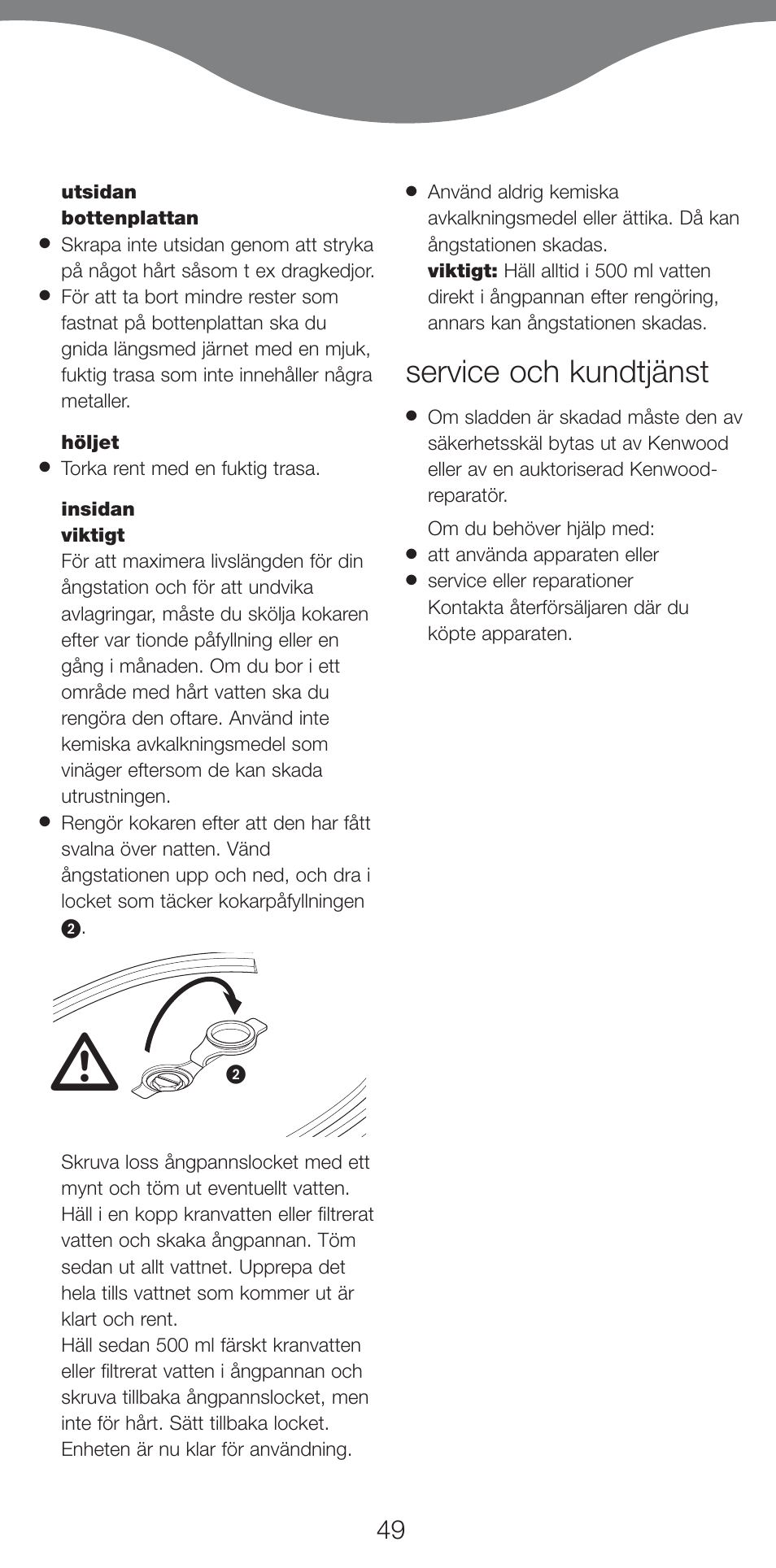 Service och kundtjänst | Kenwood IC800 User Manual | Page 52 / 105