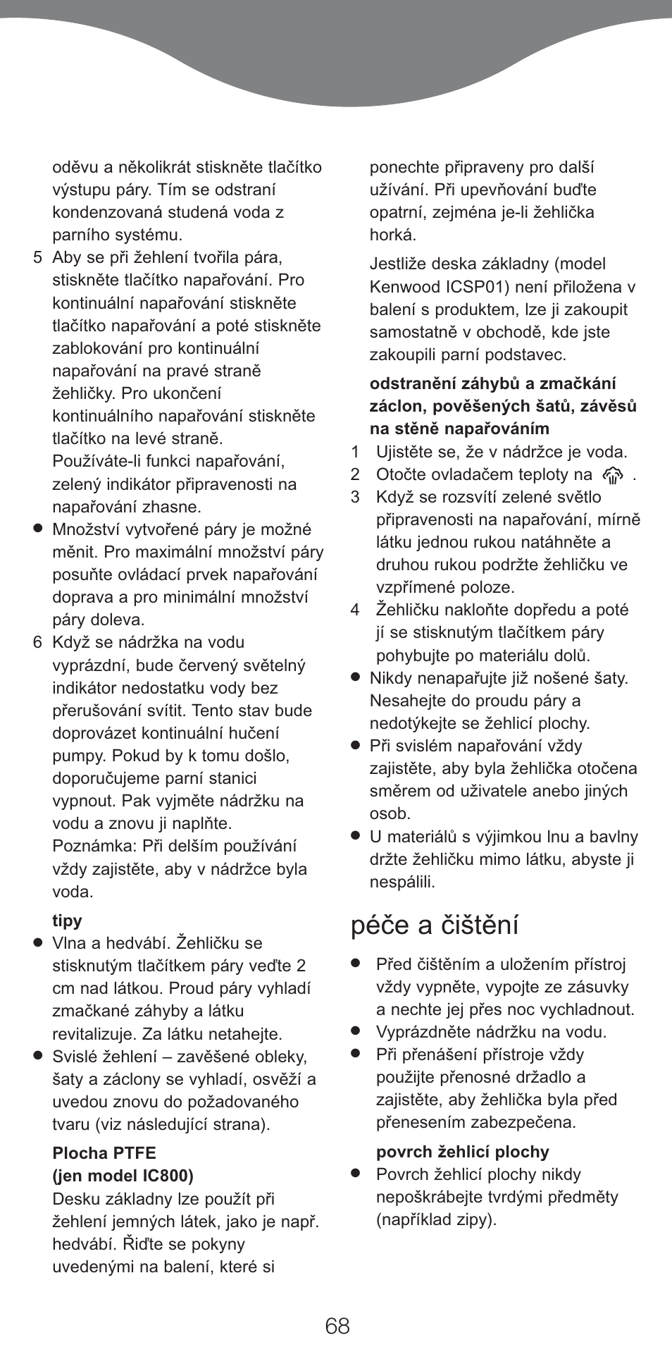 Péče a čištění | Kenwood IC800 User Manual | Page 71 / 105