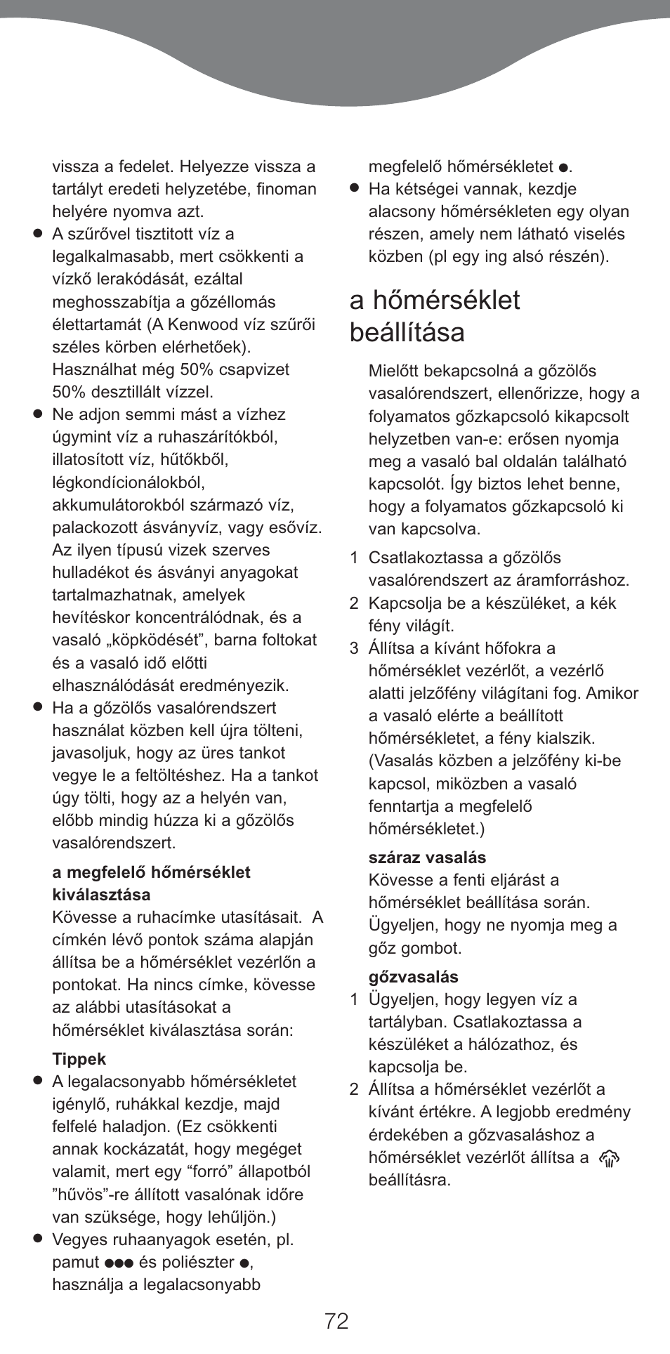 A hőmérséklet beállítása | Kenwood IC800 User Manual | Page 75 / 105