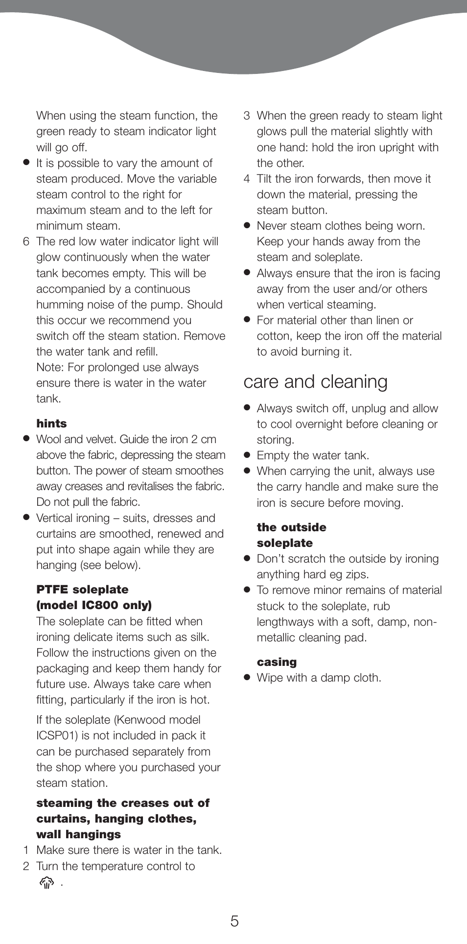 Care and cleaning | Kenwood IC800 User Manual | Page 8 / 105
