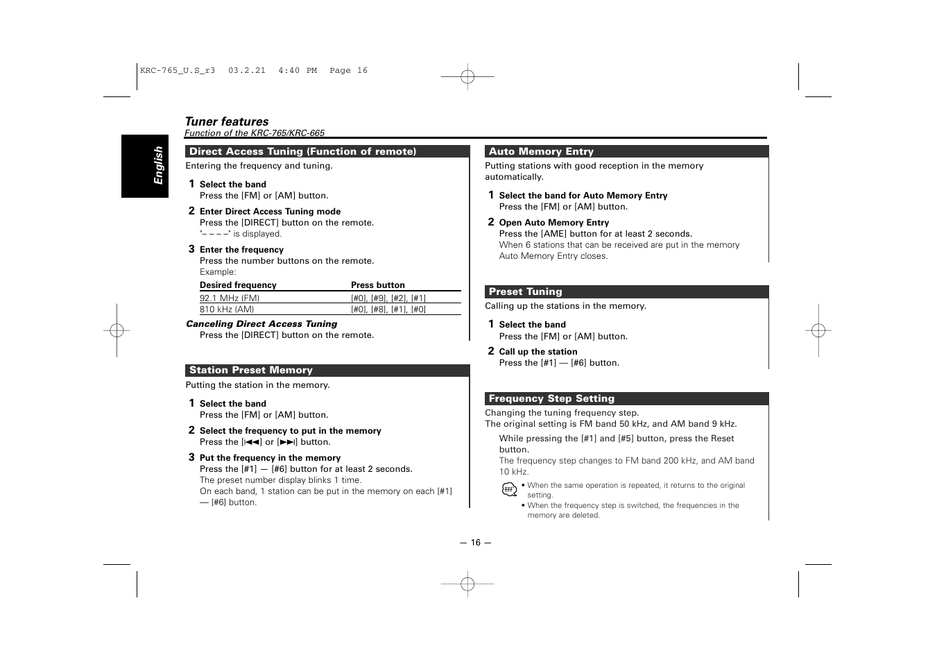 Kenwood KRC-765 User Manual | Page 16 / 42