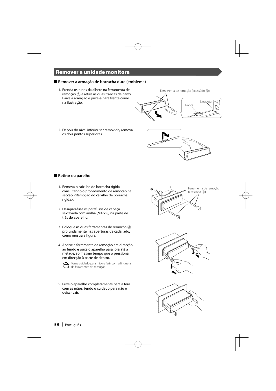 Remover a unidade monitora | Kenwood KVT-647DVD User Manual | Page 38 / 44