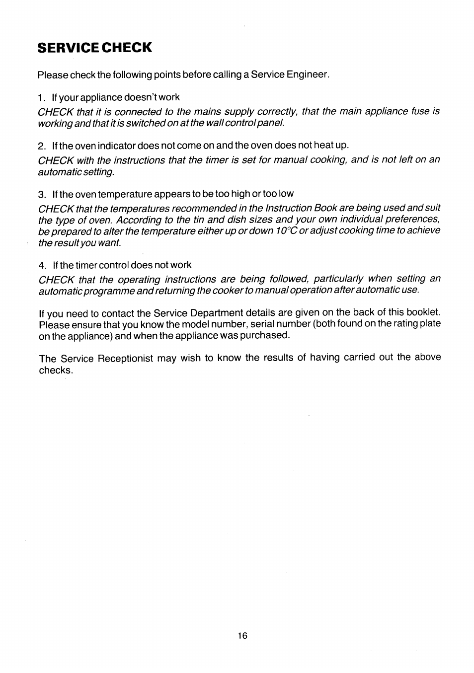 Service check | Kenwood SC102/2WH User Manual | Page 18 / 20