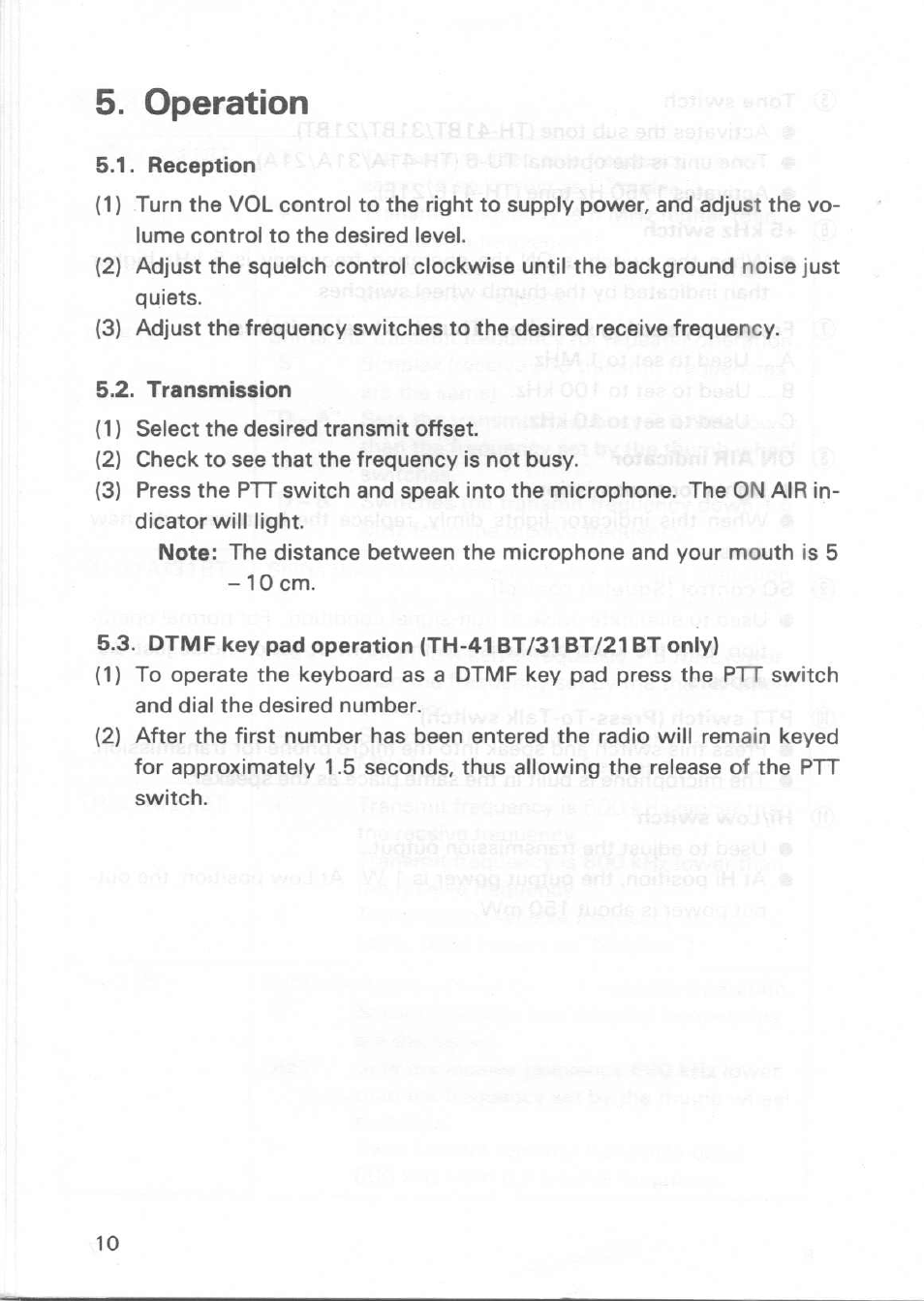 Operation | Kenwood TH-31A User Manual | Page 10 / 14