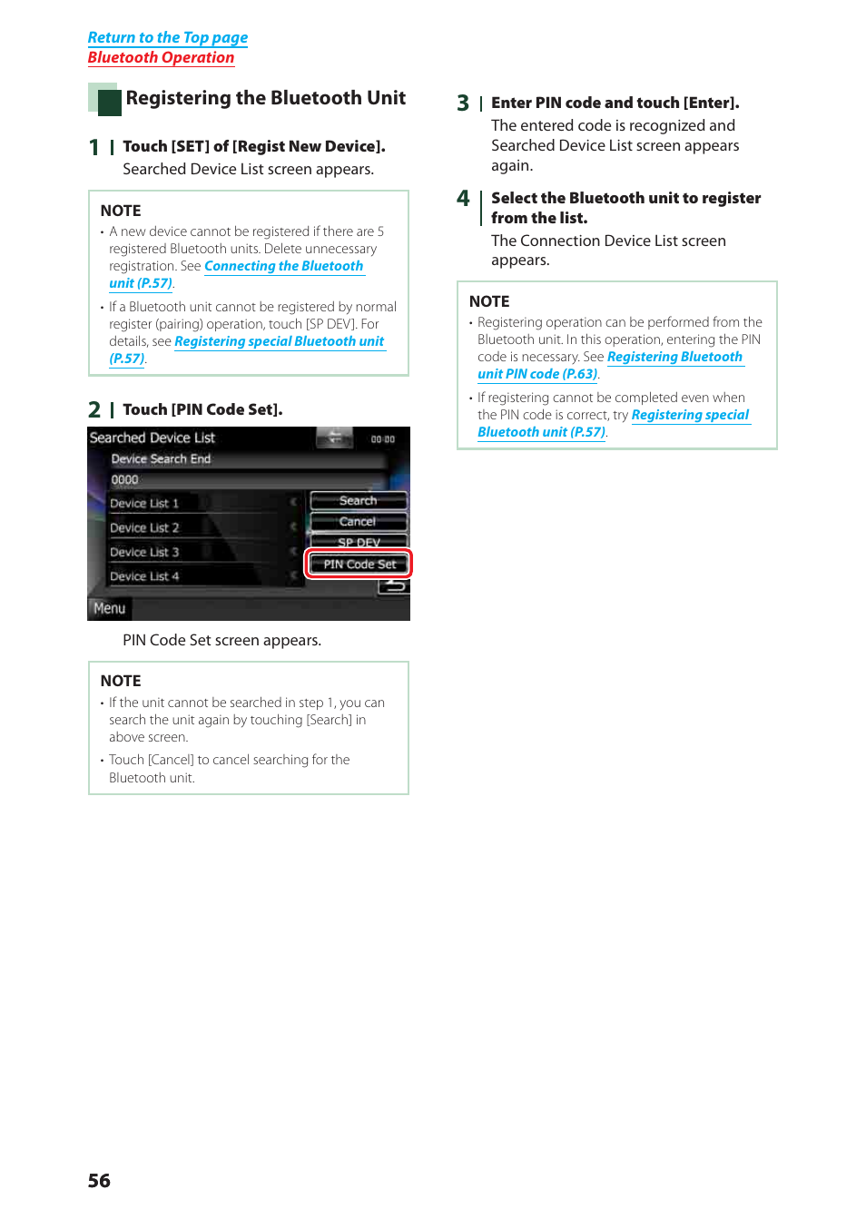 Registering the bluetooth unit | Kenwood DNX6980 User Manual | Page 57 / 111