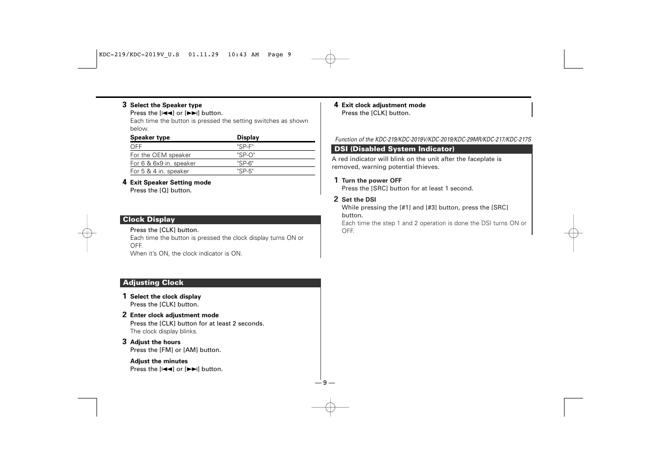 Kenwood KDC-2019V User Manual | Page 9 / 25