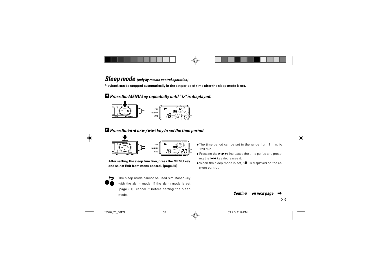 Sleep mode | Kenwood DPC-X937 User Manual | Page 33 / 44