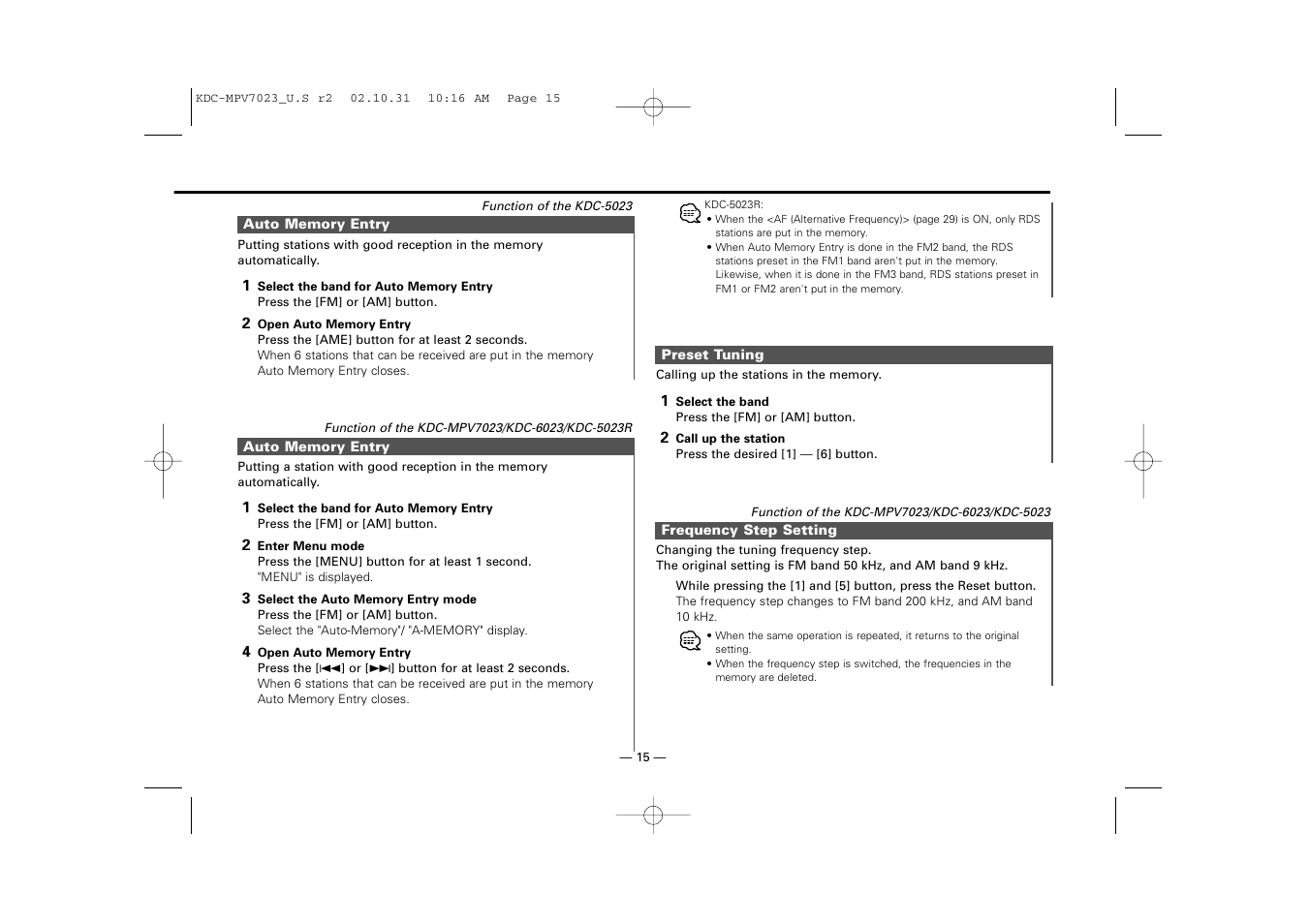 Kenwood KDC-MPV7023 User Manual | Page 15 / 44