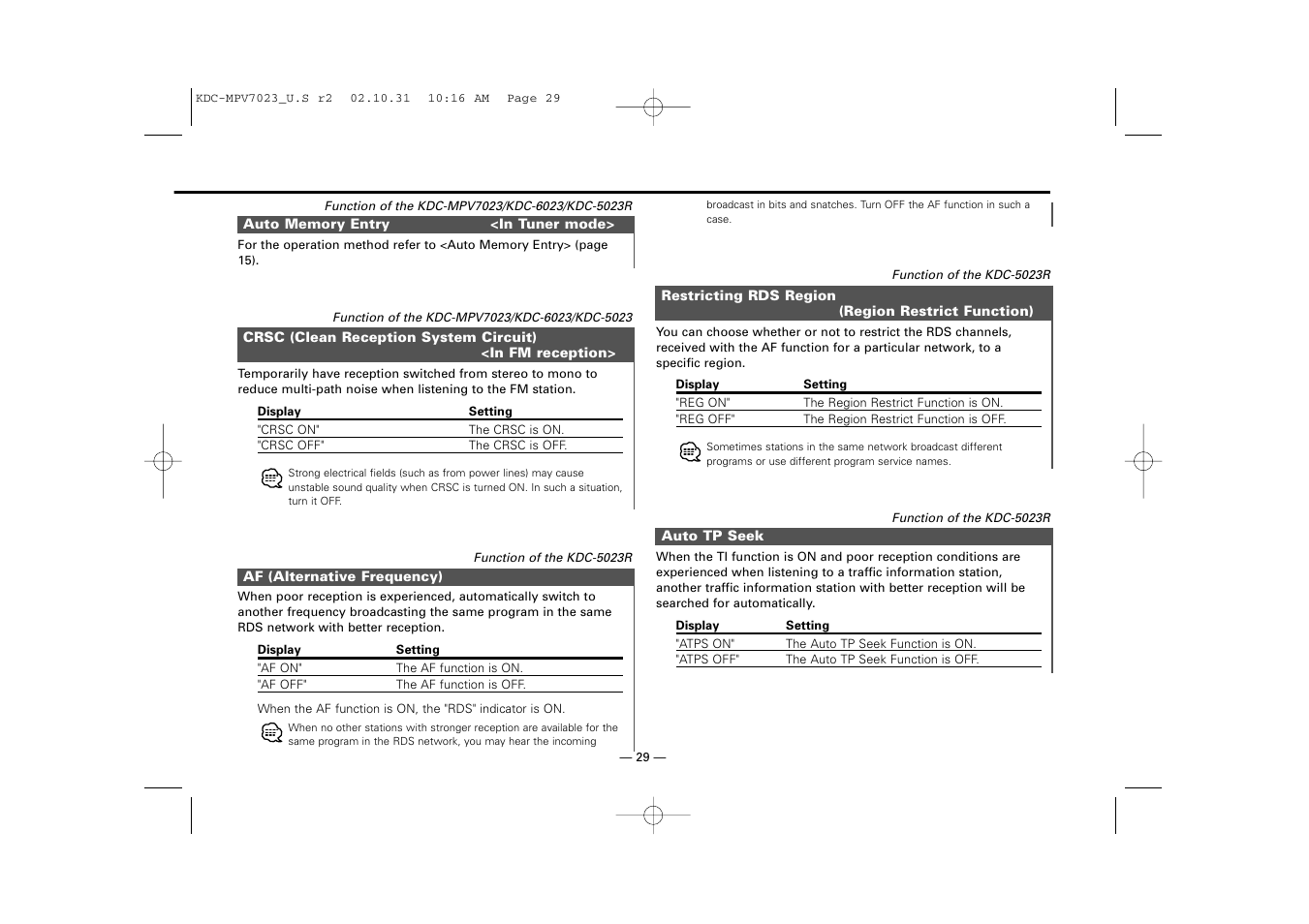 Kenwood KDC-MPV7023 User Manual | Page 29 / 44
