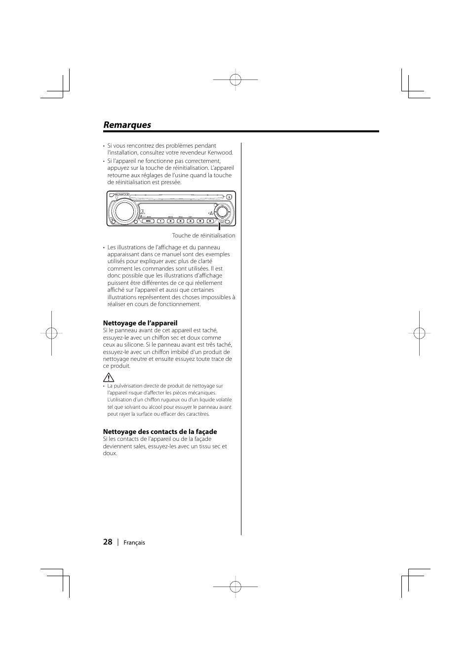 Remarques | Kenwood KDC-128CR User Manual | Page 28 / 72