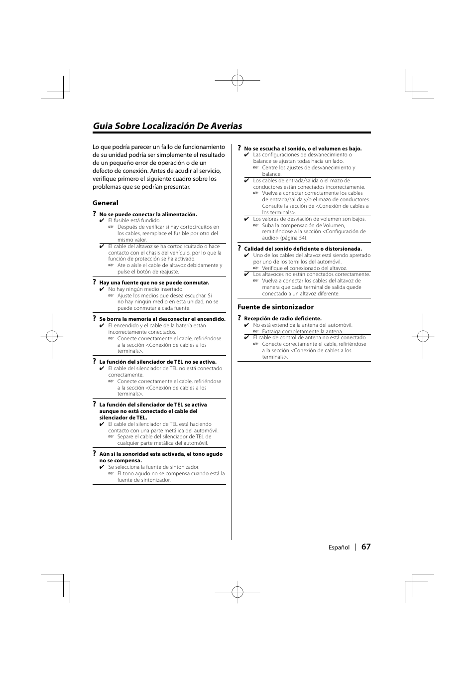 Guia sobre localización de averias | Kenwood KDC-128CR User Manual | Page 67 / 72