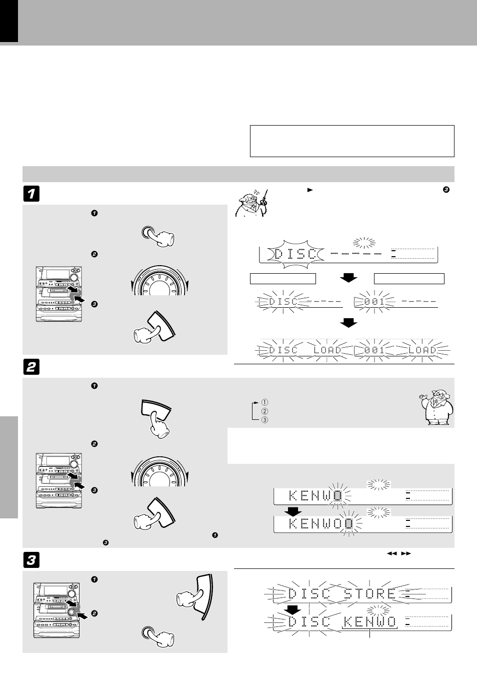 Assigning a title to a disc or track, D i s c, Input the title | Execute title assignment, Activate the title input mode, L o a d | Kenwood XD-980MD User Manual | Page 54 / 80