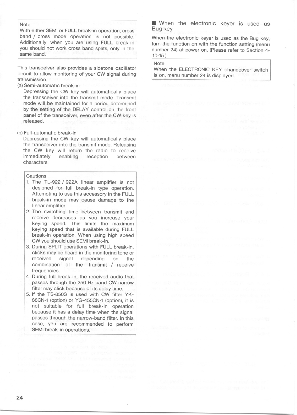 When the electronic keyer is used as bug key | Kenwood TS-850S User Manual | Page 26 / 85