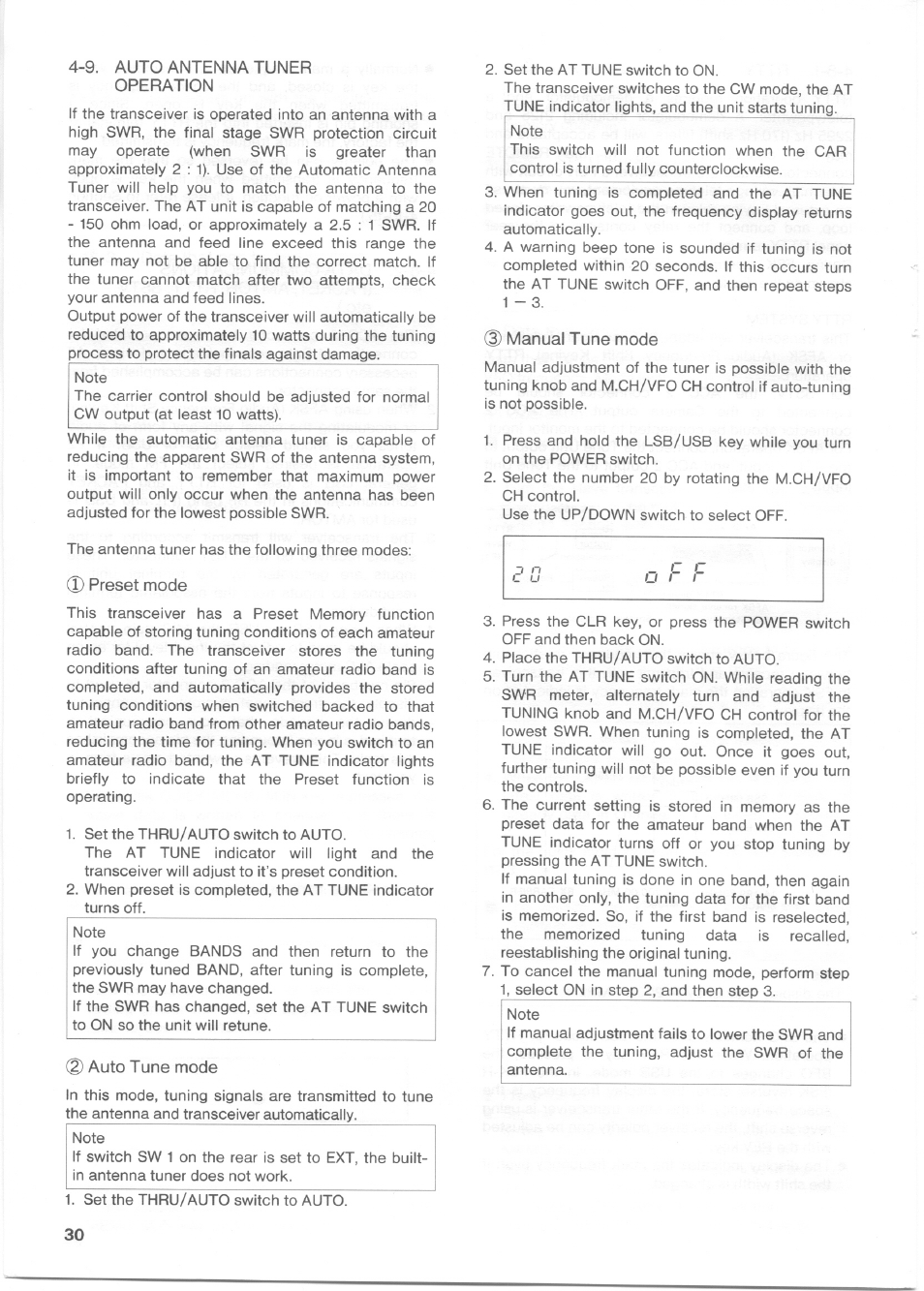 Preset mode, 2) auto tune mode, Manual tune mode | Kenwood TS-850S User Manual | Page 36 / 85