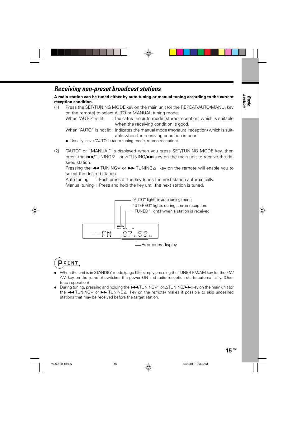 Receiving non-preset broadcast stations | Kenwood MDX-G2 User Manual | Page 15 / 60