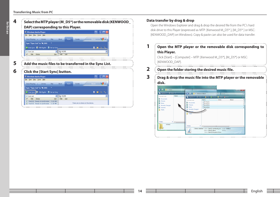 Data transfer by drag & drop | Kenwood M1GD50 User Manual | Page 14 / 34