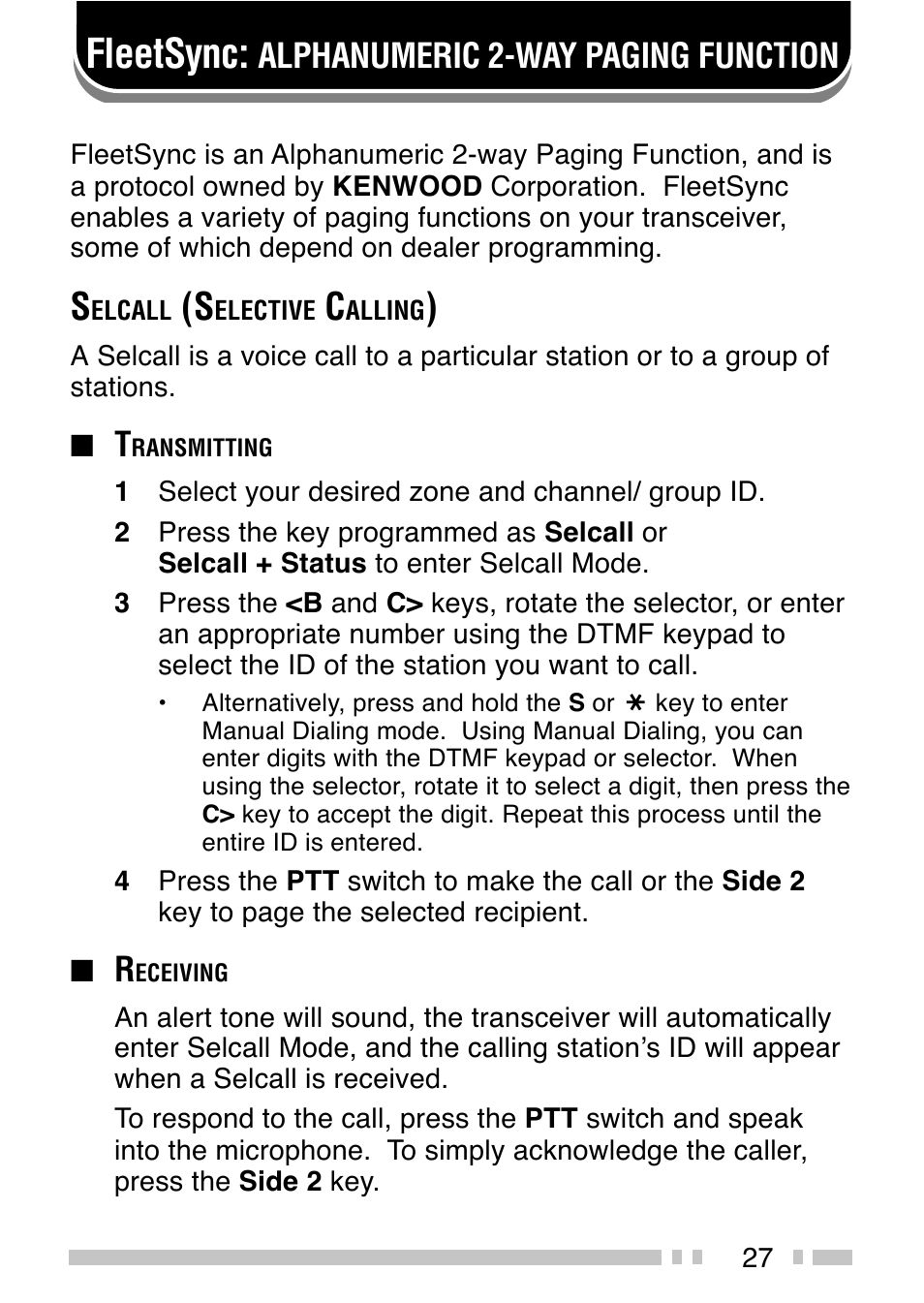 Fleetsync, Alphanumeric 2-way paging function | Kenwood TK-3173 User Manual | Page 36 / 51