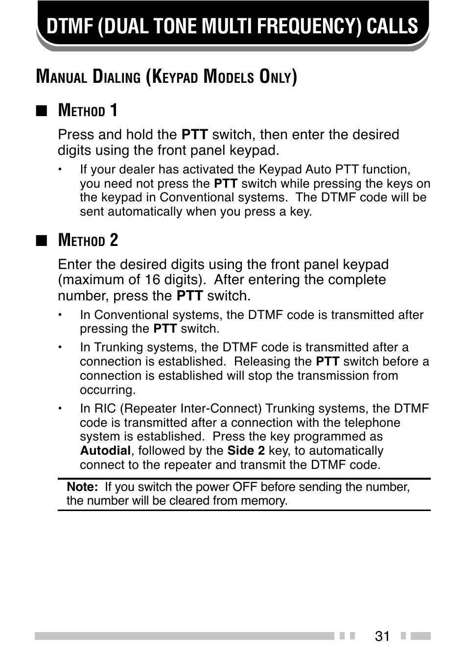 Dtmf (dual tone multi frequency) calls | Kenwood TK-3173 User Manual | Page 40 / 51