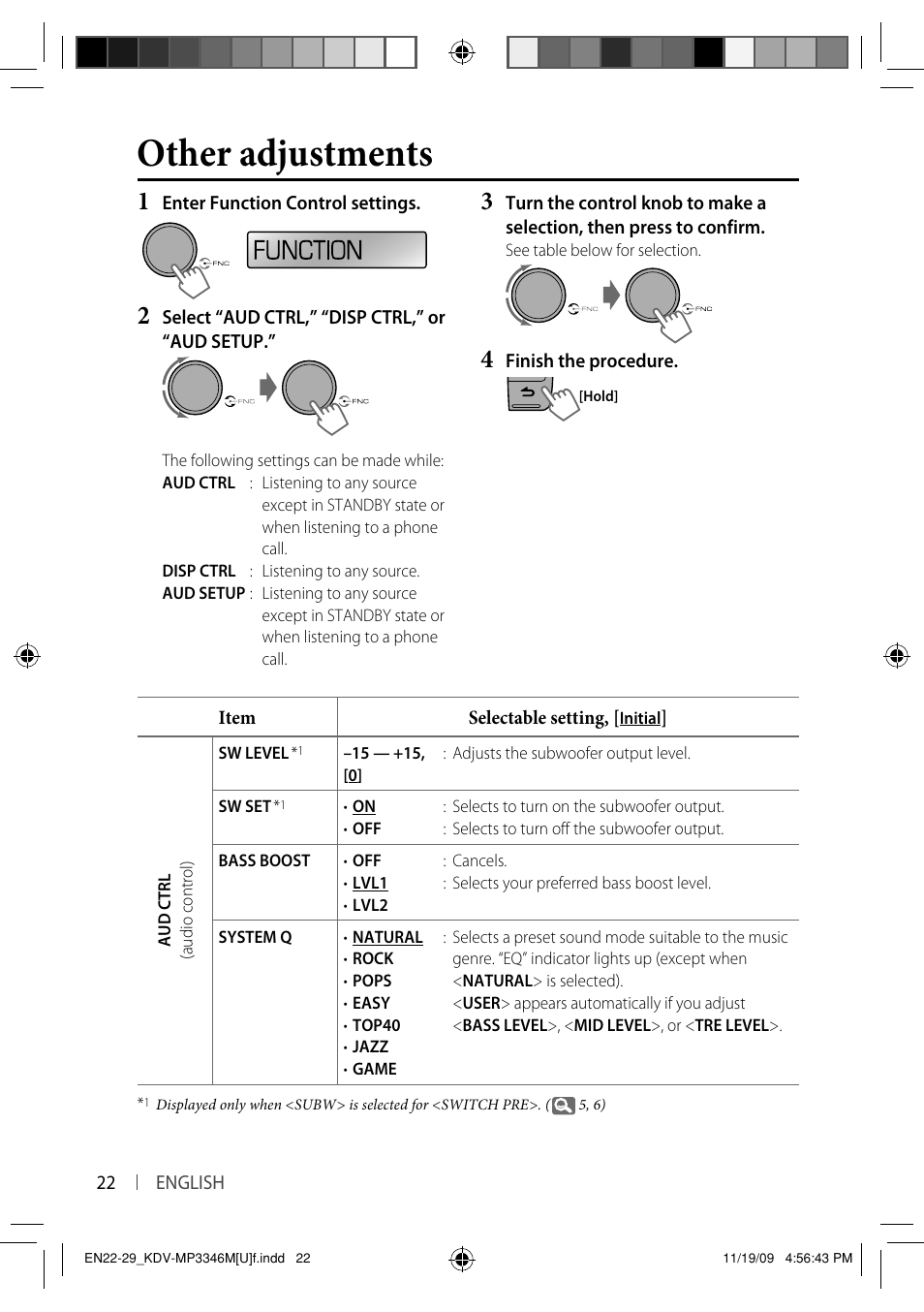 Other adjustments | Kenwood KDV-MP3346 User Manual | Page 22 / 29