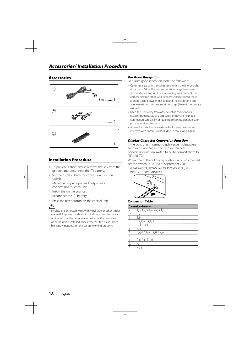 Accessories/ installation procedure | Kenwood KCA-BT100 User Manual | Page 18 / 22
