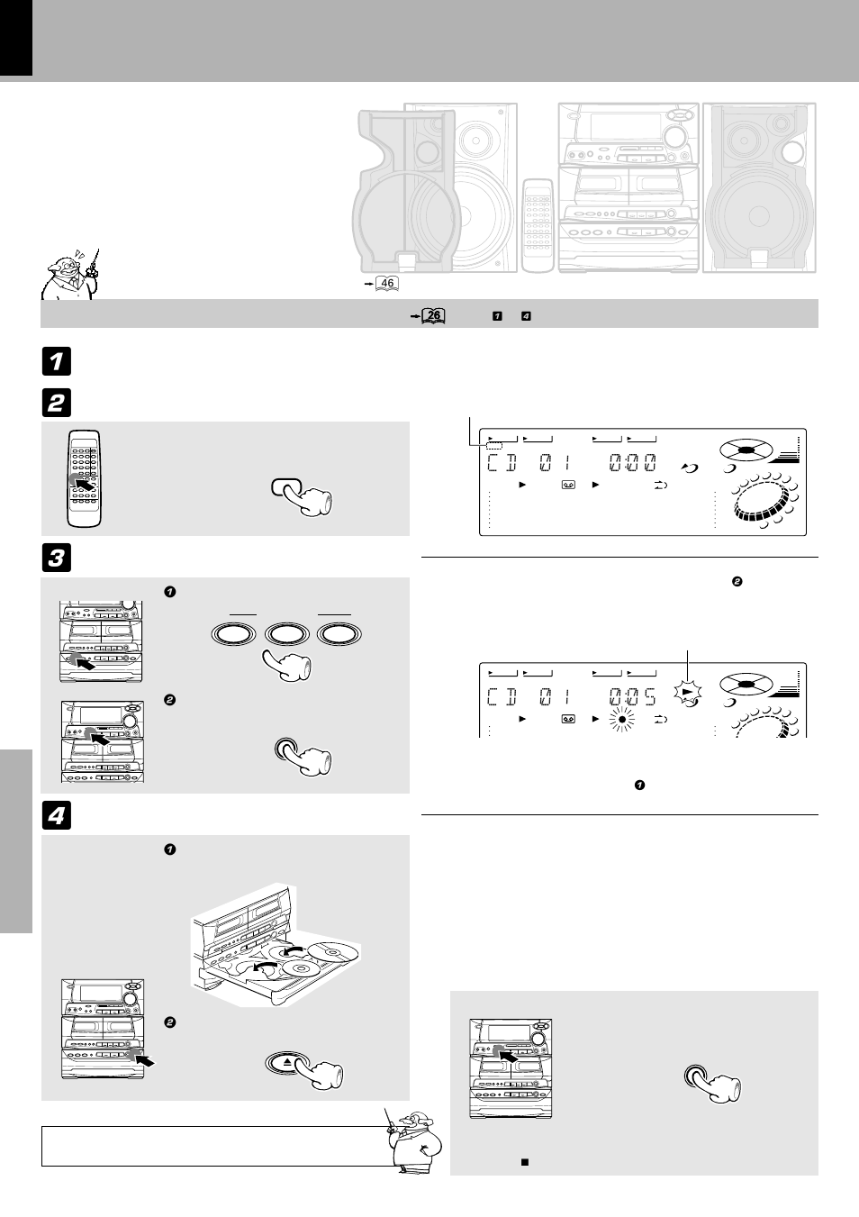 Producing a tape collecting only the first titles, C d ) 1 ) ) ), C d ) 1 ) ) 5 | Best hits function), Start recording, Replace the discs as required, Recording preparations are required | Kenwood XD-500 User Manual | Page 44 / 60